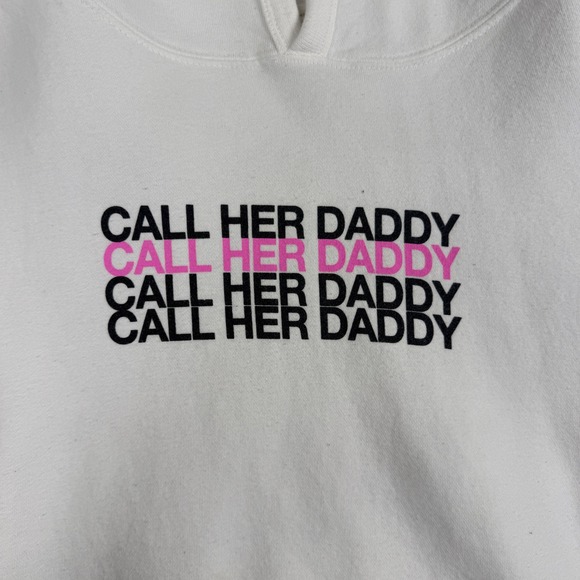 Call Her Daddy Podcast Graphic Hoodie White Streetwear Sweatshirt Large 2018 - Picture 2 of 11
